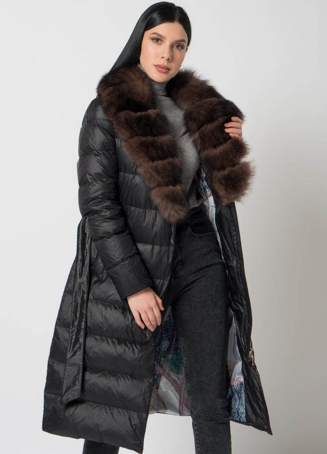 Пуховик с английским воротником из песца модель № 2191 универмаг малина