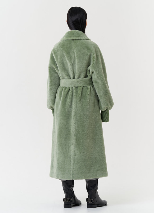 Яркое пальто из шерсти с поясом модель № 28541 универмаг малина