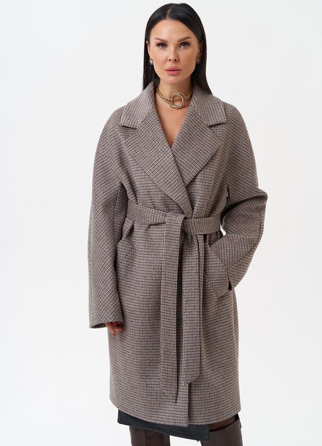 Женское пальто с английским воротником модель № 28891 меха малина