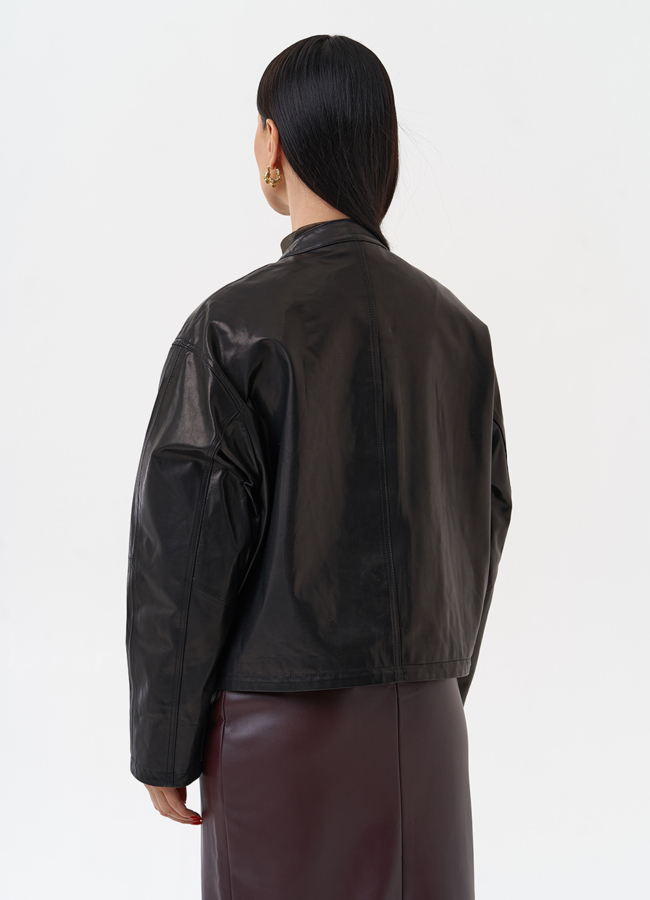 Кожаная куртка бомбер модель № 29905 в кредит