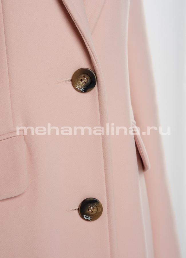 Пальто приталенное, розового цвета, на пуговицах с поясом модель № 4973 универмаг малина