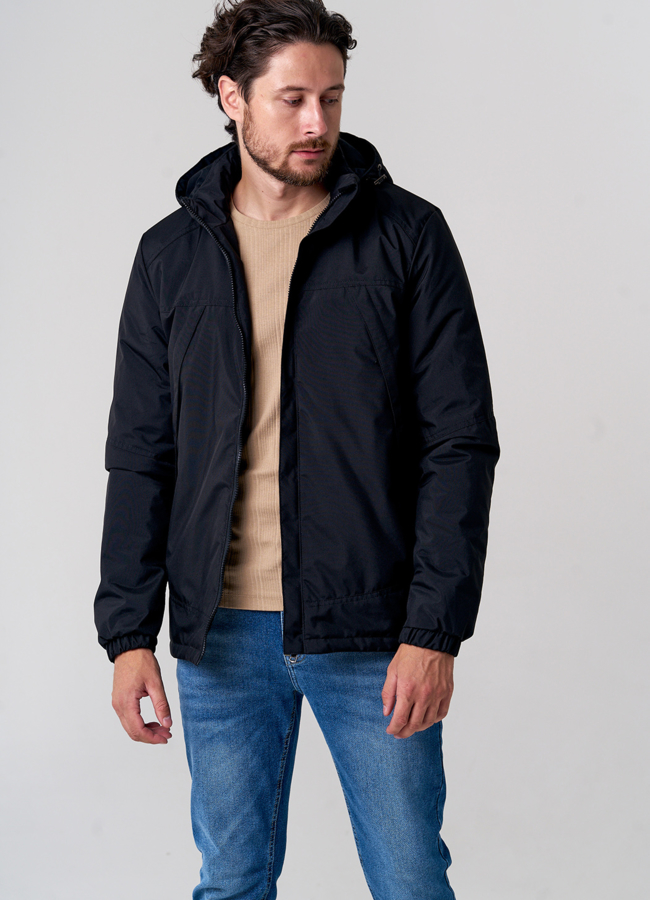 Мужская утепленная куртка с капюшоном модель № 159-01 меха малина