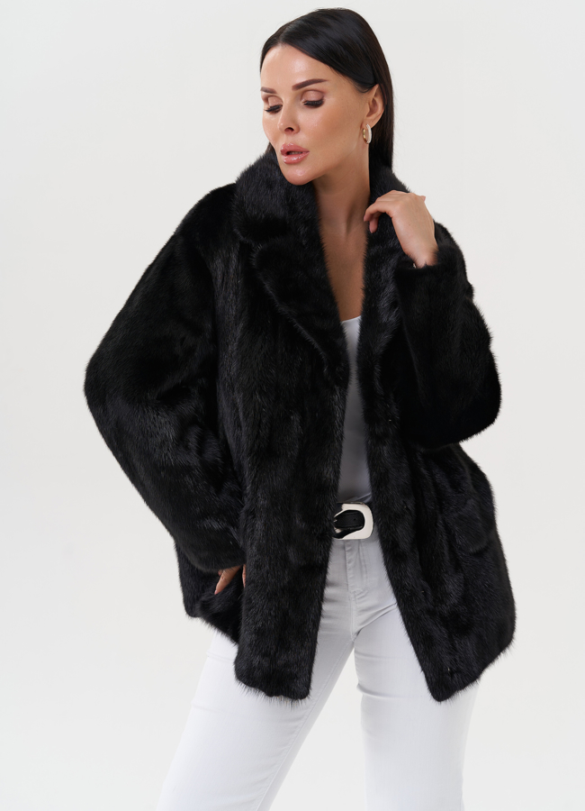 Укороченная женская шуба из меха норки  модель № 27590 универмаг малина