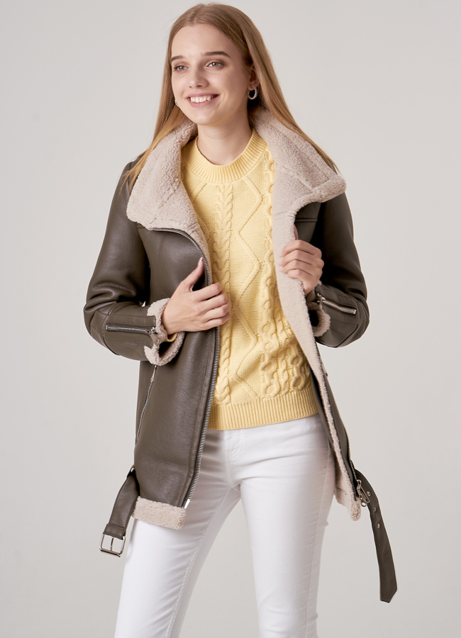 Дубленка пилот из искусственного меха модель № 18999 в рассрочку