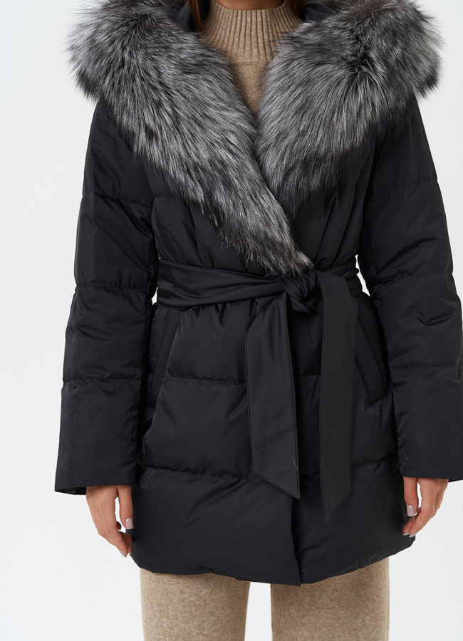 Пуховик с мехом чернобурки модель № 28856 универмаг малина