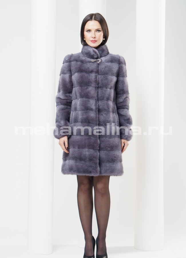 Шуба норка, стойка, цвет графит модель № S-326 универмаг малина
