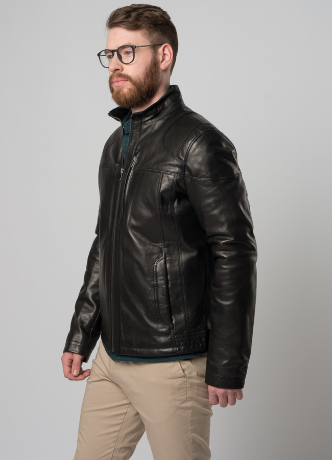 Кожаная куртка на молнии модель № 865 универмаг малина