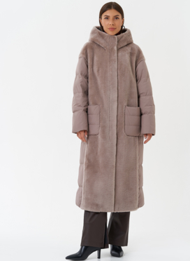 Комбинированное пальто с капюшоном