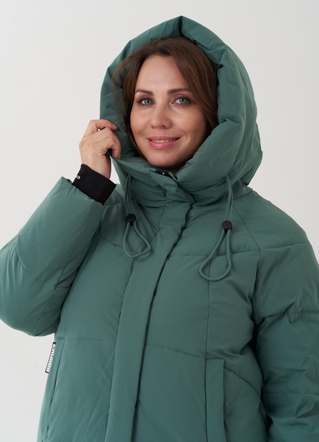 Женский пуховик с капюшоном  модель № 24952 универмаг малина