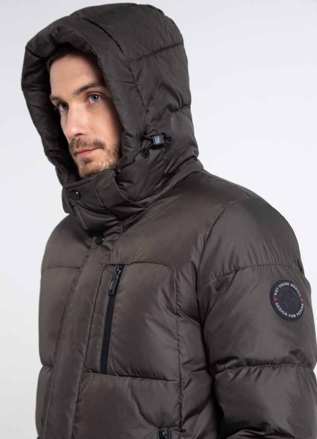 Мужской пуховик с капюшоном  модель № 25595 универмаг малина