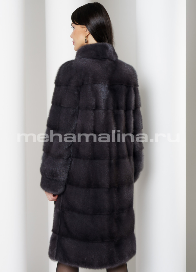 Норковая шуба поперечная в цвете графит со стойкой модель № S-780 в рассрочку