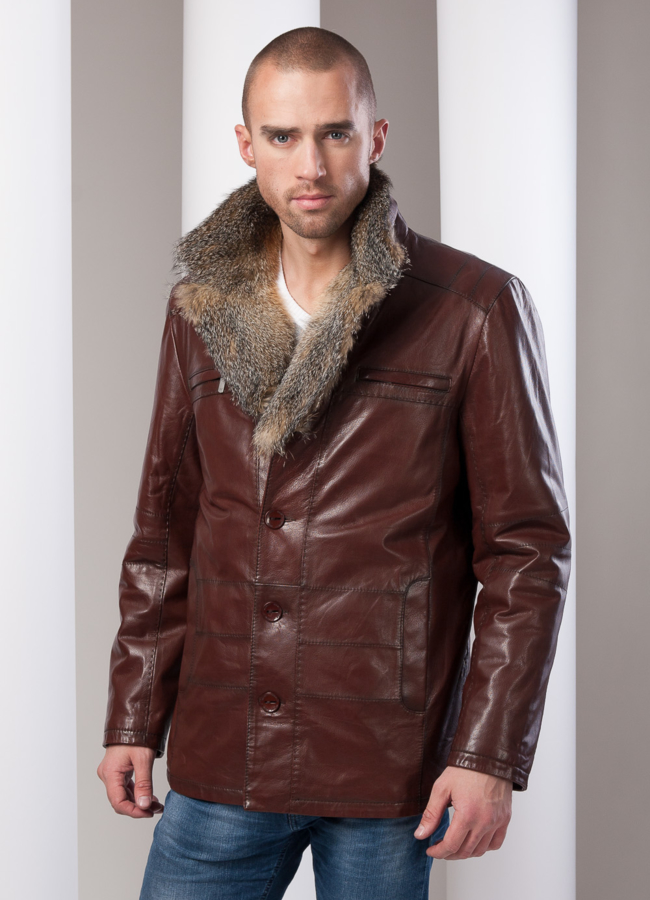 Дубленка  модель № DM-40 меха малина