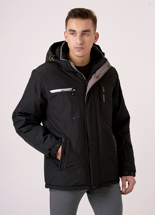 Зимний пуховик черного цвета модель № 19-05 меха малина