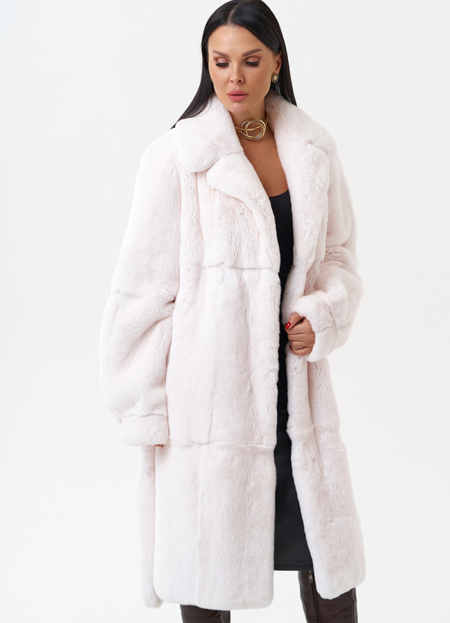 Шуба из меха кролика с английским воротником  модель № 28884 универмаг малина