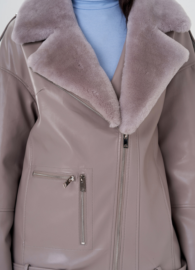 Куртка из эко кожи на утеплителе с натуральным мехом модель № 24214 универмаг малина