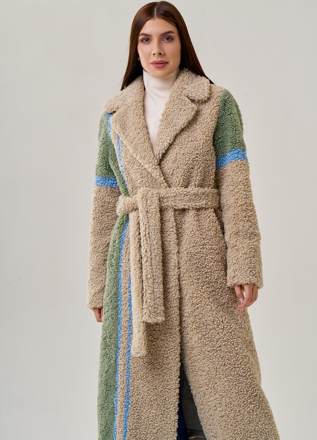 Удлиненное женское пальто из искусственного меха модель № 23237 универмаг малина