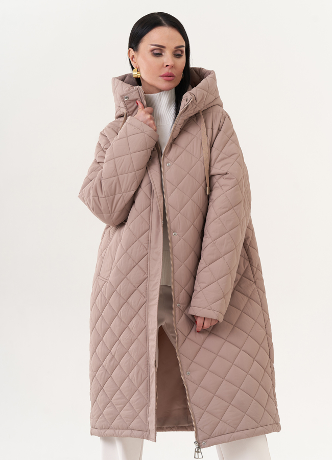 Стеганое пальто с капюшоном модель № 25620 в рассрочку