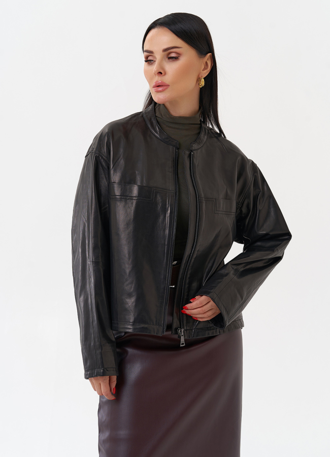 Кожаная куртка бомбер модель № 29905 универмаг малина