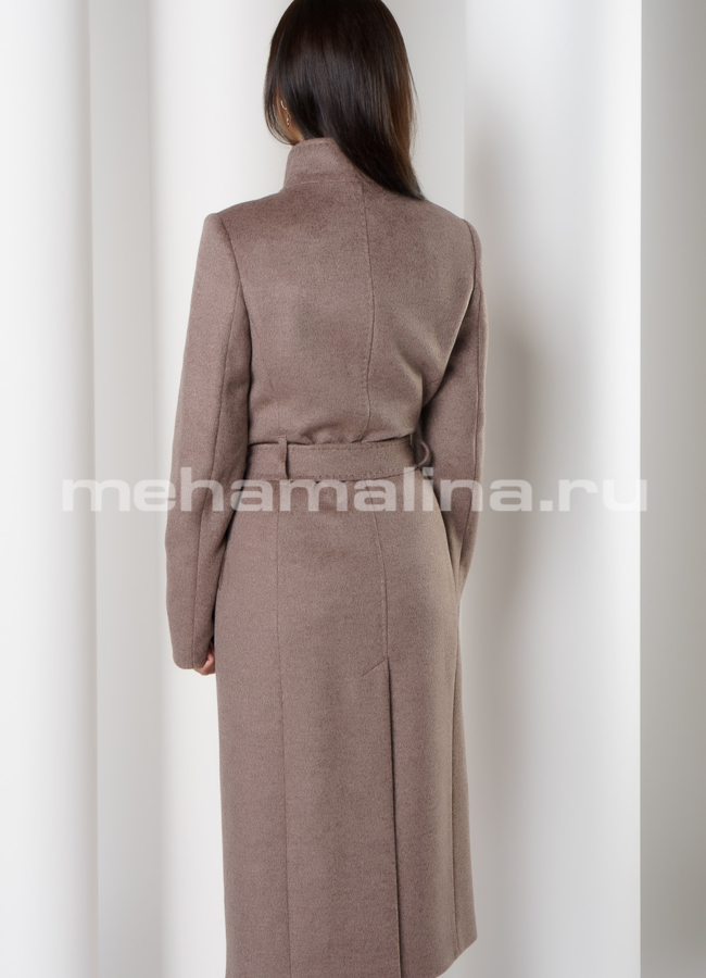 Пальто приталенное на кнопках, воротник стойка, цвет капучино модель № 2649ПД2913 в кредит