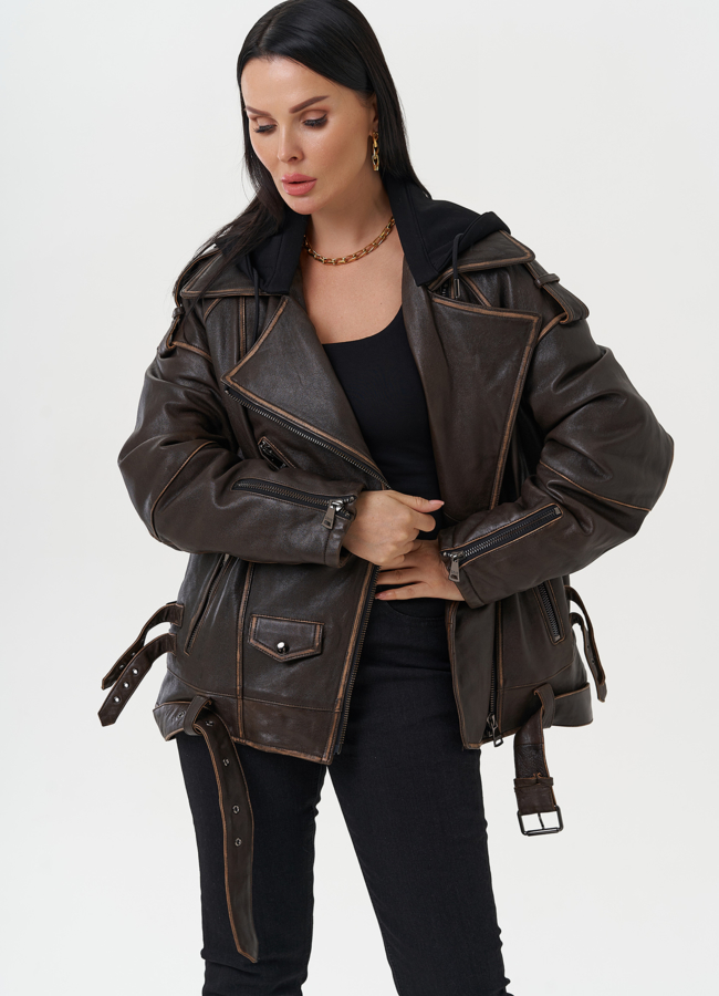 фото Куртка из натуральной кожи под винтаж модель № 28117