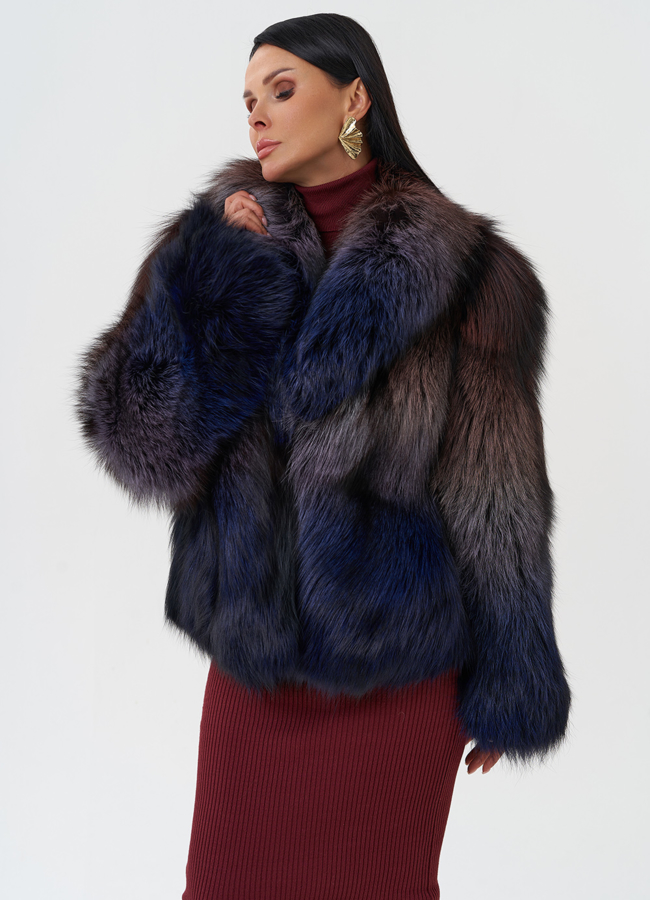 Женская шуба из меха чернобурки модель № 28596 универмаг малина