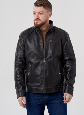 Мужская кожаная куртка с капюшоном