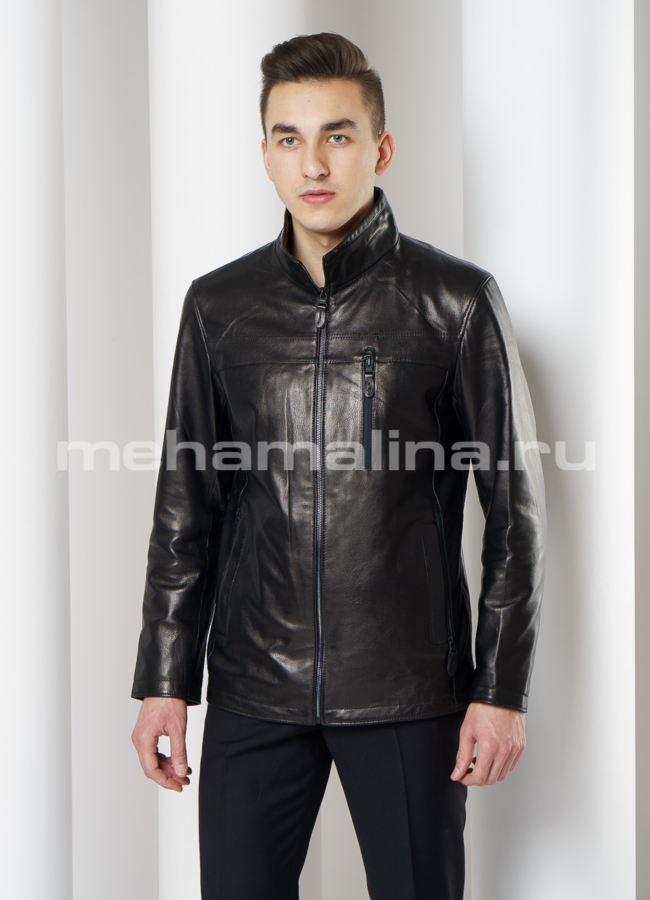Куртка из натуральной кожи на молнии модель № 1893 универмаг малина