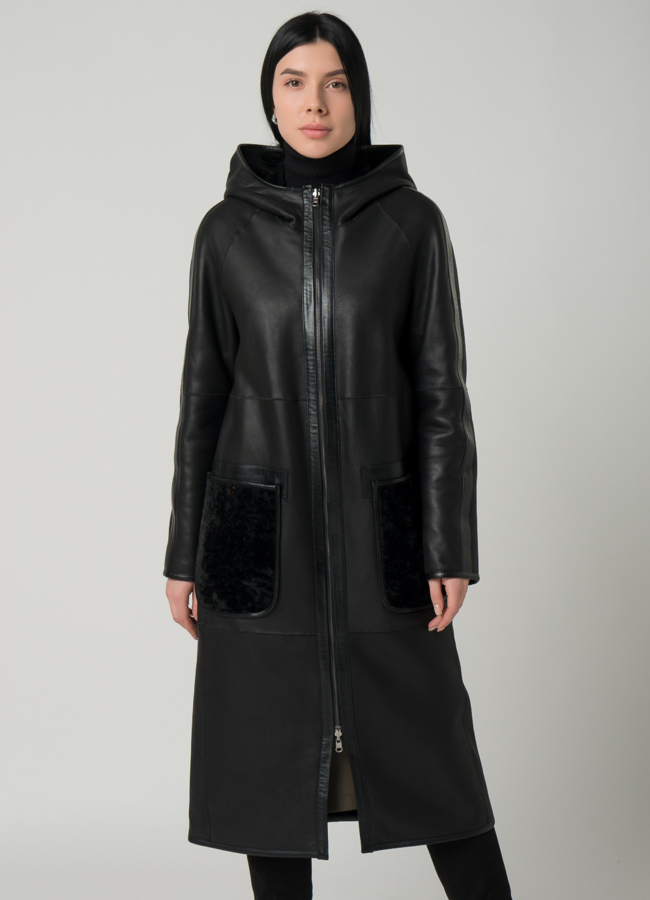 Двустороння женская дубленка из астрагана  модель № 22236 универмаг малина