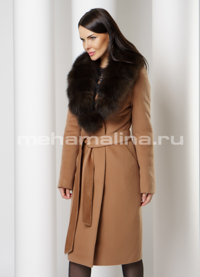 Зимнее пальто с английским воротником, цвет сафари модель № 04 универмаг малина