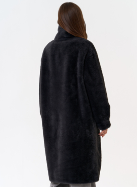 Женская шуба из эко меха с воротником стойкой