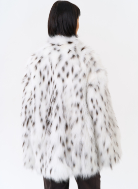 Шуба из лисы с инкрустацией под рысь