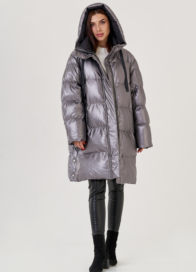 фото Пуховик оверсайз из искусственной кожи Malina Siberian модель № 79212