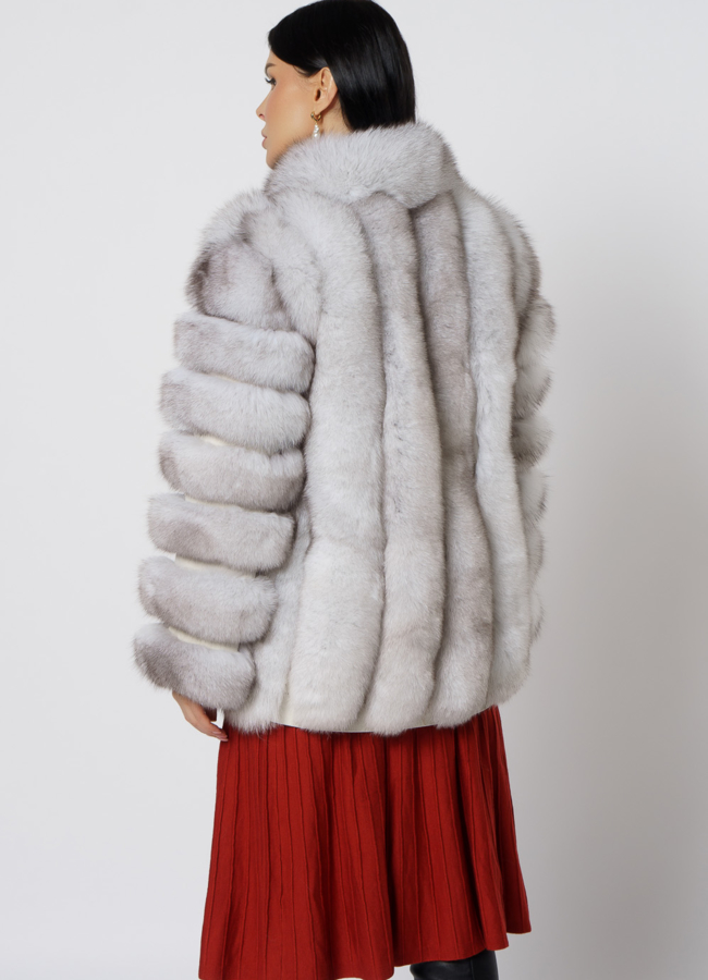 Жакет из песца белого цвета модель № 21727 в кредит