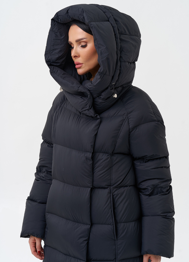 Женский пуховик с капюшоном  модель № 28976 универмаг малина