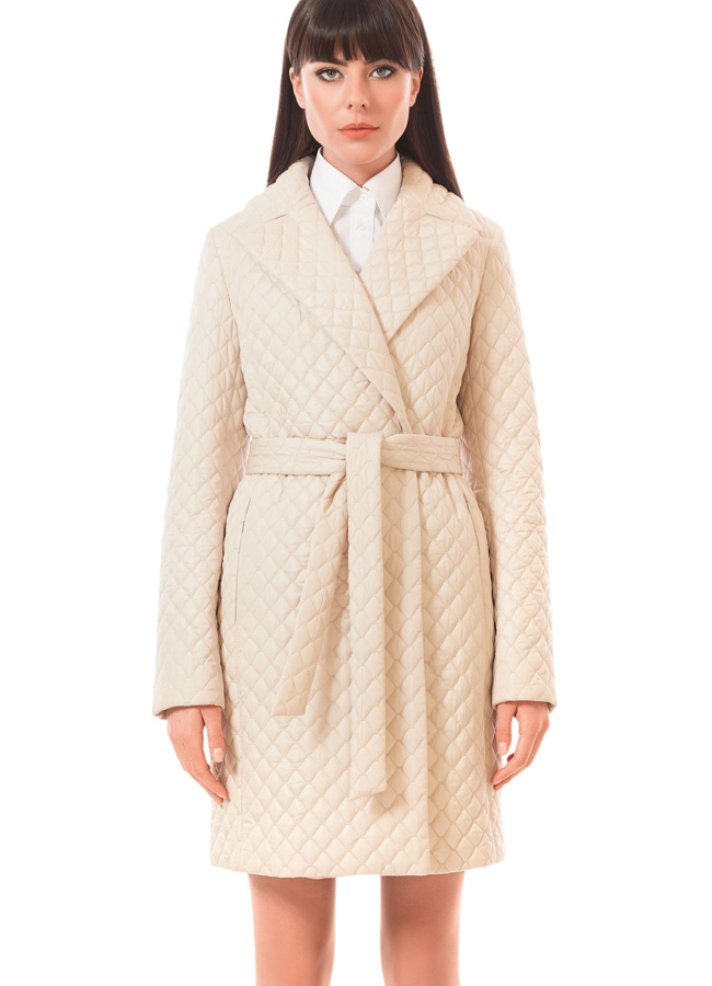 Стеганное пальто модель № BP-79 меха малина