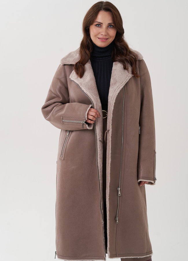 Женская дубленка  из эко замши  модель № 81993 в кредит