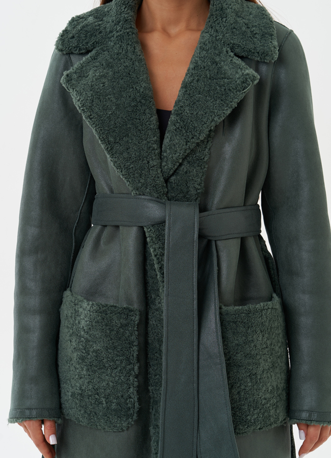 Двухсторонняя дубленка из эко кожи модель № 27778 в рассрочку