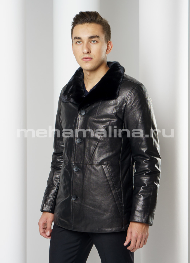 Пуховик на пуговицах модель № ПМ-97 меха малина