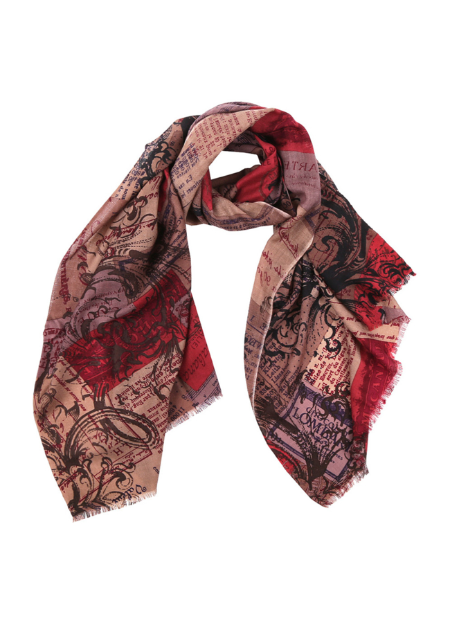 Шарф с принтом модель № А-40 меха малина