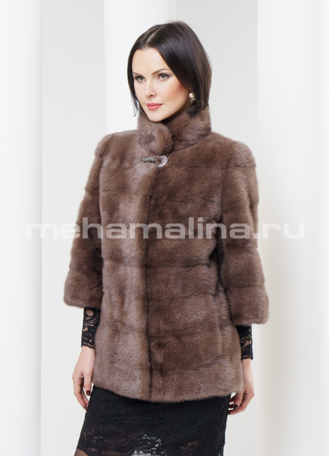 фото Шуба из норки укороченная, поперечка модель № S-322