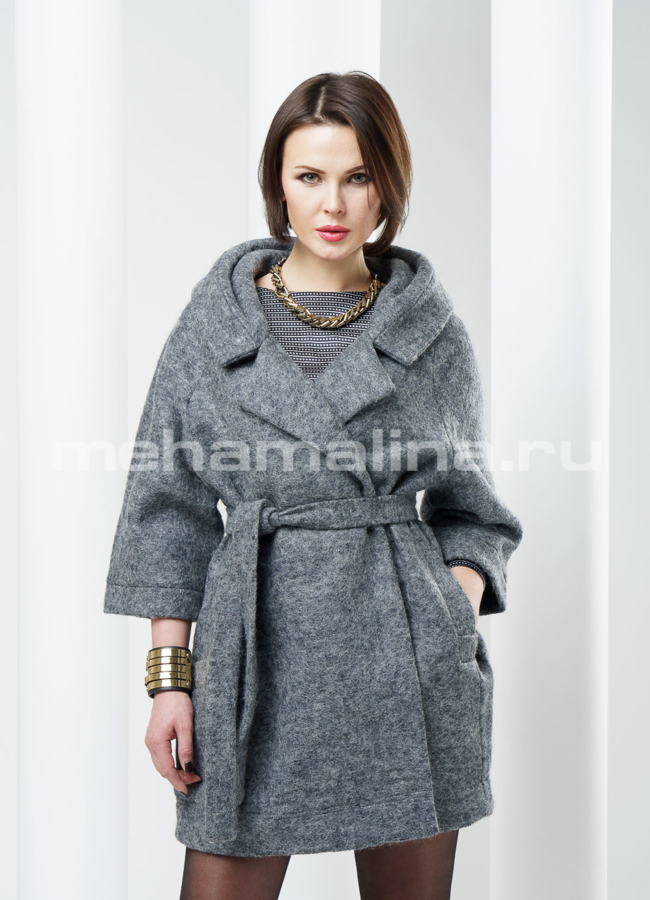 Пальто  модель №  BP-7 меха малина