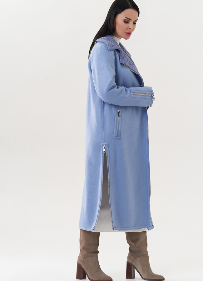 Дубленка из эко замши с английским воротником модель № 26728 универмаг малина