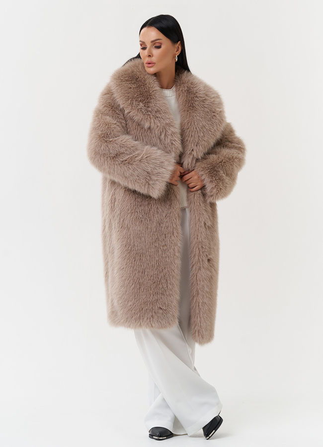 Шуба из эко меха под песца модель № 28687 универмаг малина