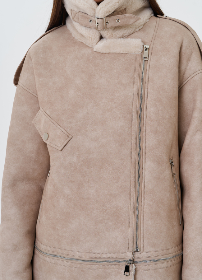 Женская дубленка из эко кожи с английским воротником модель № 27752 универмаг малина