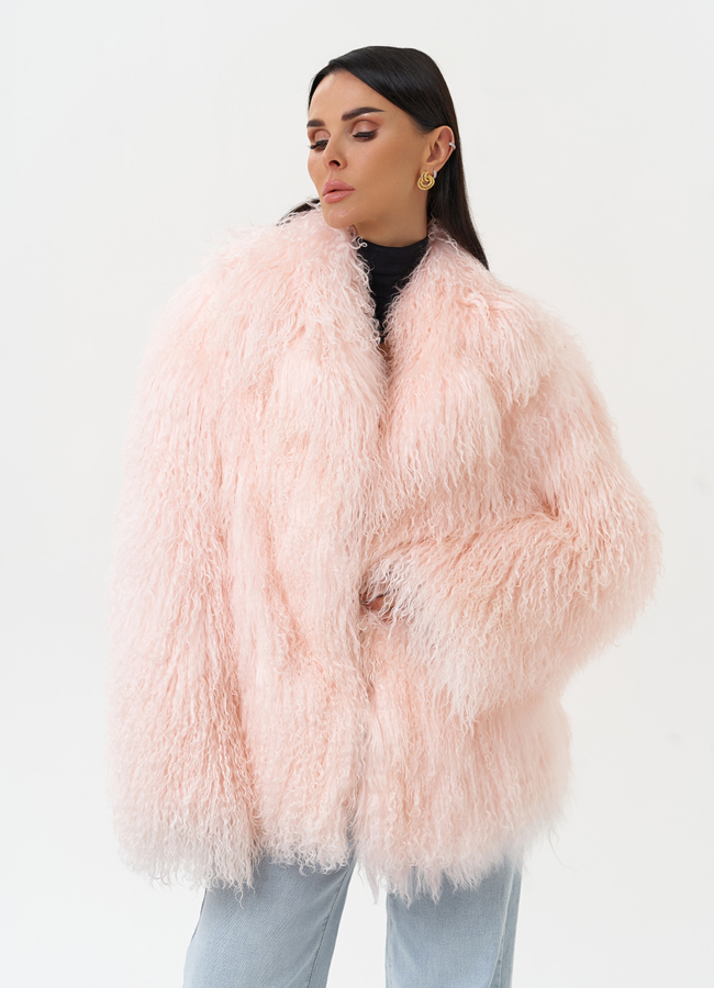 Женская шуба из меха ламы модель № 31039 меха малина Женская шуба из меха ламы модель № 31039 меха малина