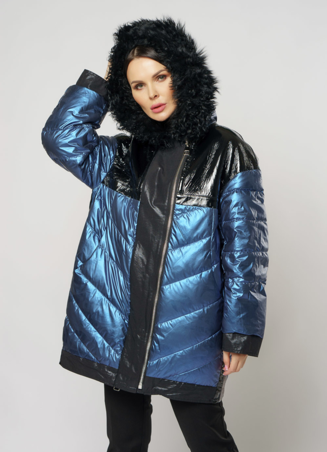 Пуховик двусторонний на молнии с капюшоном модель № 239 универмаг малина