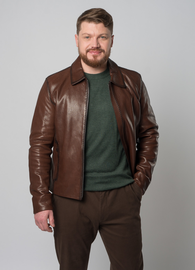 Мужская куртка из натуральной кожи модель № Е16 универмаг малина