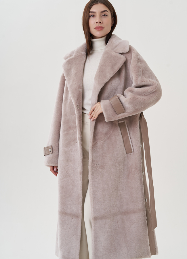 Длинное женское пальто из натуральной шерсти  модель № 25684 универмаг малина