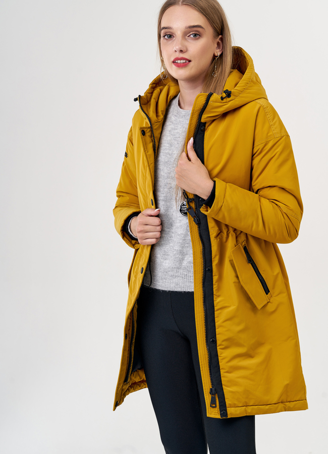Женская парка горчичного цвета модель № 21240 универмаг малина