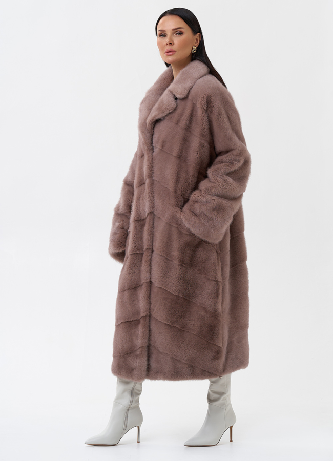 Норковая шуба пудрового цвета модель № 29256 универмаг малина